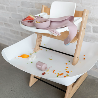 Mess-free baby high chair with food catcher tray, easy wipe clean, protects floors, food-safe design